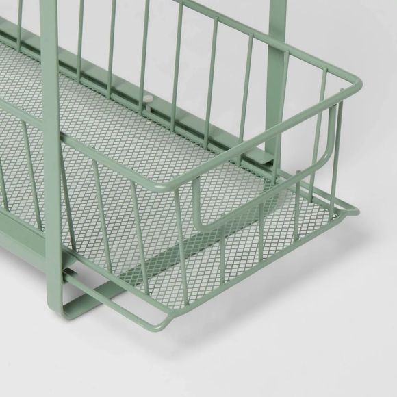 Green Metal Two-Tier Slide Out Storage Rack - Picture 3 of 4